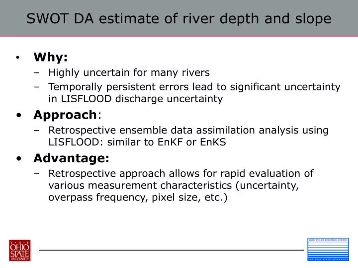 swot da estimate of river depth and slope