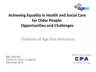 Achieving Equality in Health and Social Care for Older People: Opportunities and Challenges