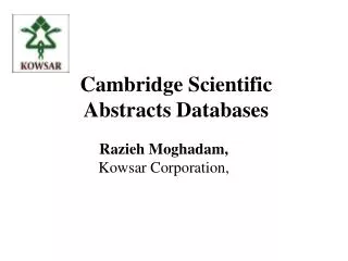 Cambridge Scientific Abstracts Databases