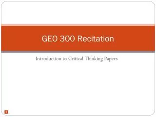 GEO 300 Recitation