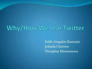 Why/How We Use Twitter