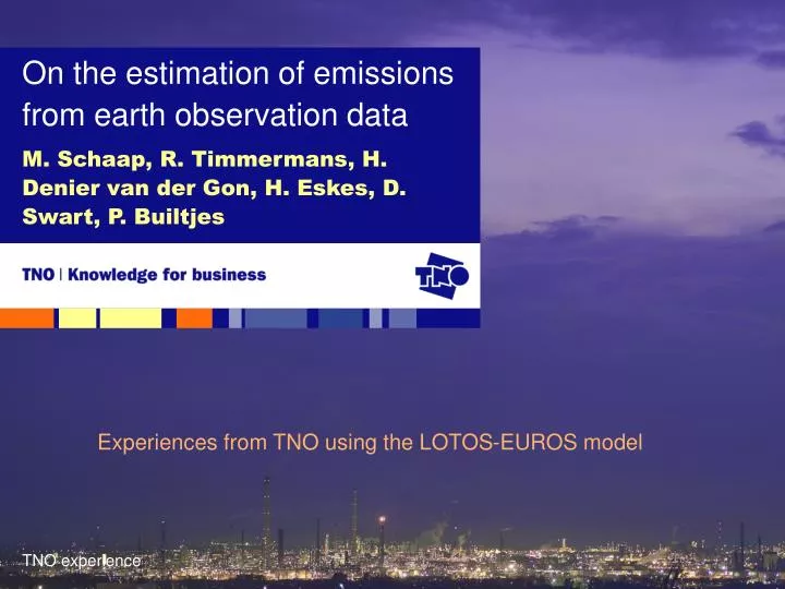 on the estimation of emissions from earth observation data