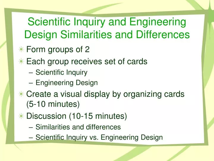 scientific inquiry and engineering design similarities and differences