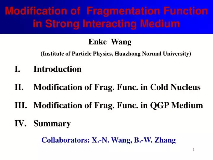 modification of fragmentation function in strong interacting medium