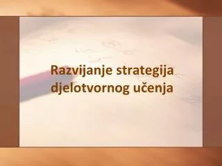 razvijanje strategija djelotvornog u enja