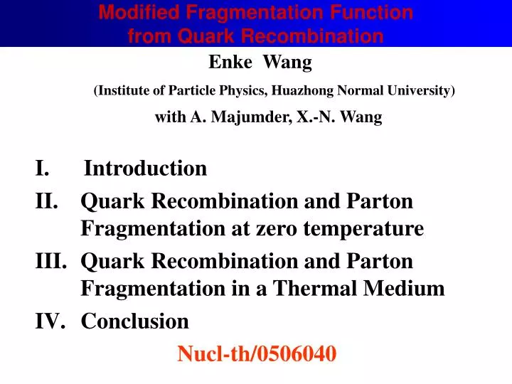 modified fragmentation function from quark recombination