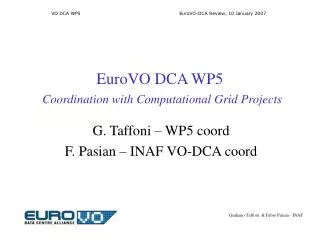 EuroVO DCA WP5 Coordination with Computational Grid Projects