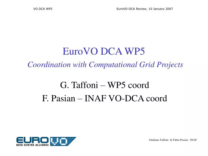 eurovo dca wp5 coordination with computational grid projects