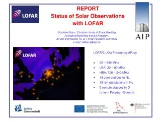 REPORT Status of Solar Observations with LOFAR