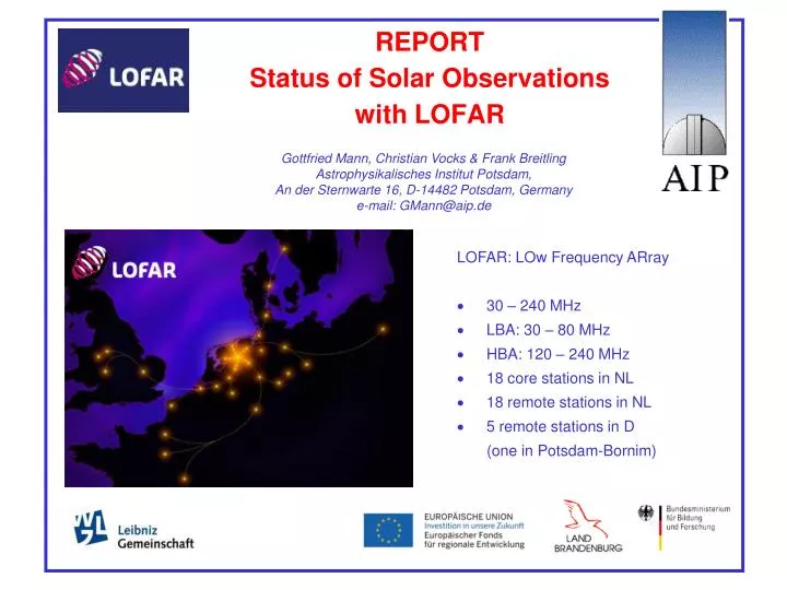 report status of solar observations with lofar
