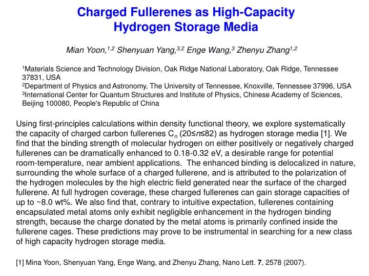 charged fullerenes as high capacity hydrogen storage media