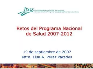 retos del programa nacional de salud 2007 2012