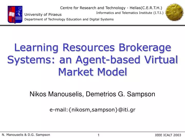 learning resources brokerage systems an agent based virtual market model
