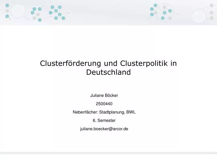 clusterf rderung und clusterpolitik in deutschland