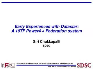 Early Experiences with Datastar: A 10TF Power4 + Federation system