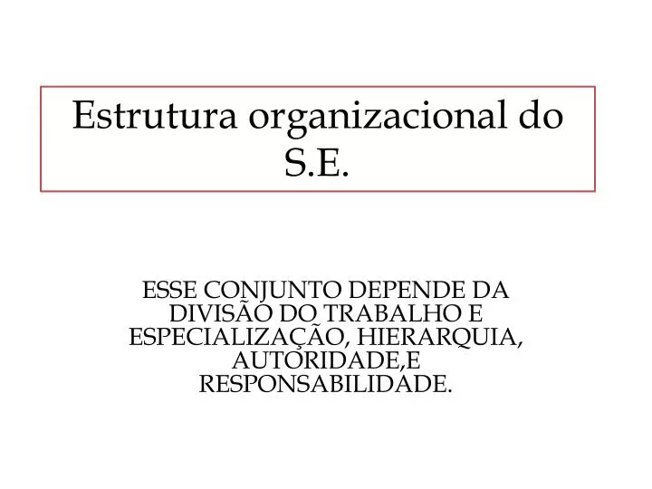 estrutura organizacional do s e