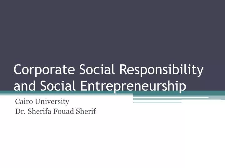 corporate social responsibility and social entrepreneurship