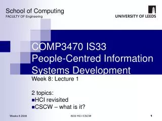 COMP3470 IS33 People-Centred Information Systems Development