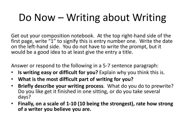 do now writing about writing