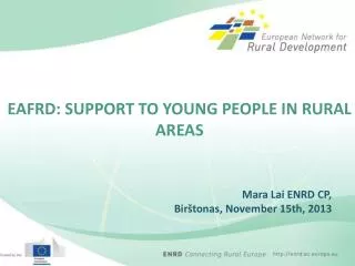 EAFRD: SUPPORT TO YOUNG PEOPLE IN RURAL AREAS