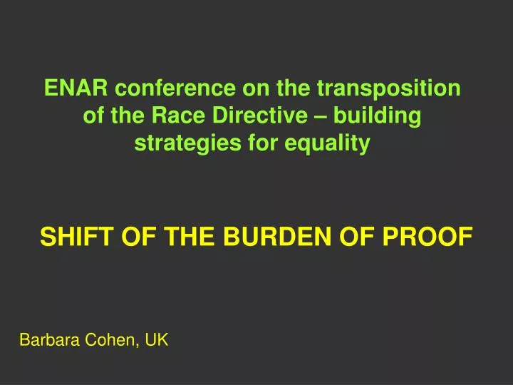 PPT ENAR conference on the transposition of the Race Directive