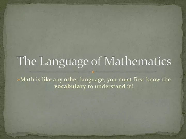 the language of mathematics