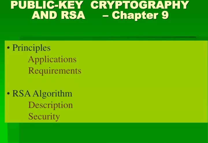 public key cryptography and rsa chapter 9