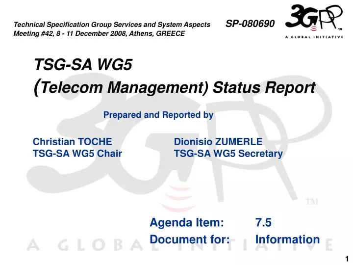 tsg sa wg5 telecom management status report