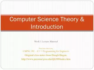 Computer Science Theory &amp; Introduction