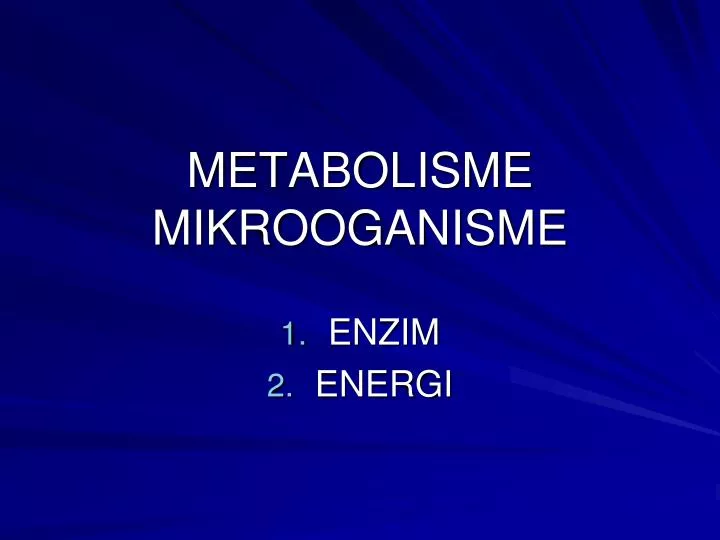 metabolisme mikrooganisme
