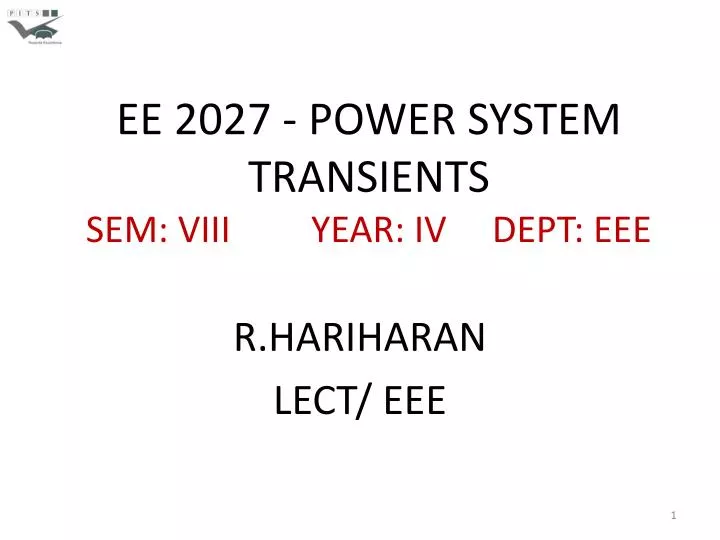 ee 2027 power system transients sem viii year iv dept eee