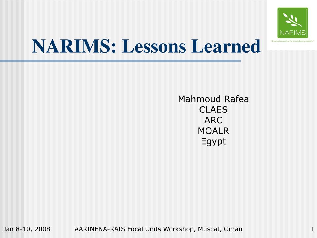 PPT - NARIMS: Lessons Learned PowerPoint Presentation, free download ...