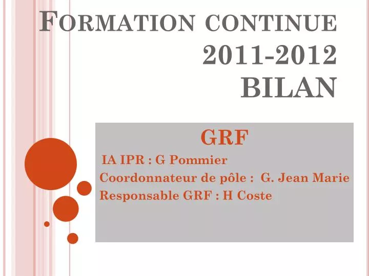 formation continue 2011 2012 bilan
