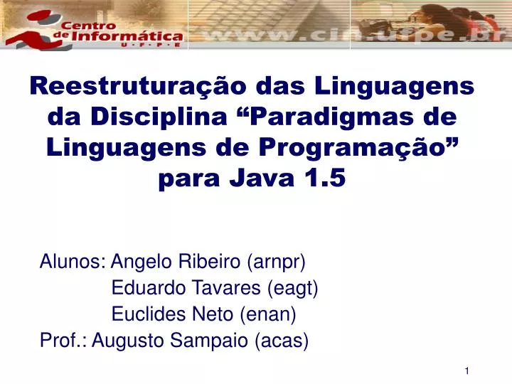 reestrutura o das linguagens da disciplina paradigmas de linguagens de programa o para java 1 5