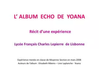 l album echo de yoana r cit d une exp rience lyc e fran ais charles lepierre de lisbonne