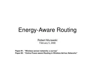 Energy-Aware Routing