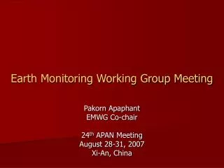 Earth Monitoring Working Group Meeting