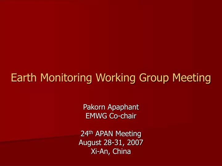 earth monitoring working group meeting