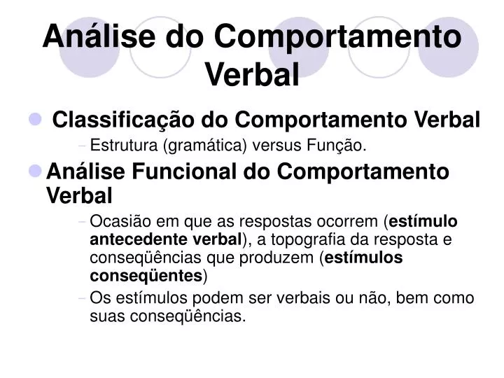 an lise do comportamento verbal