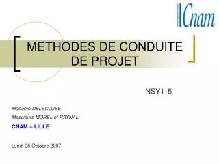 methodes de conduite de projet