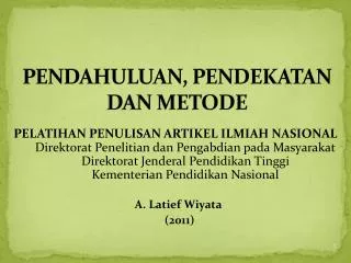 pendahuluan pendekatan dan metode