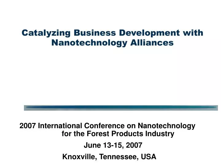 catalyzing business development with nanotechnology alliances