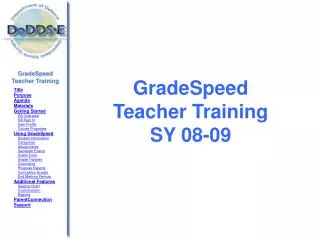 GradeSpeed Teacher Training SY 08-09