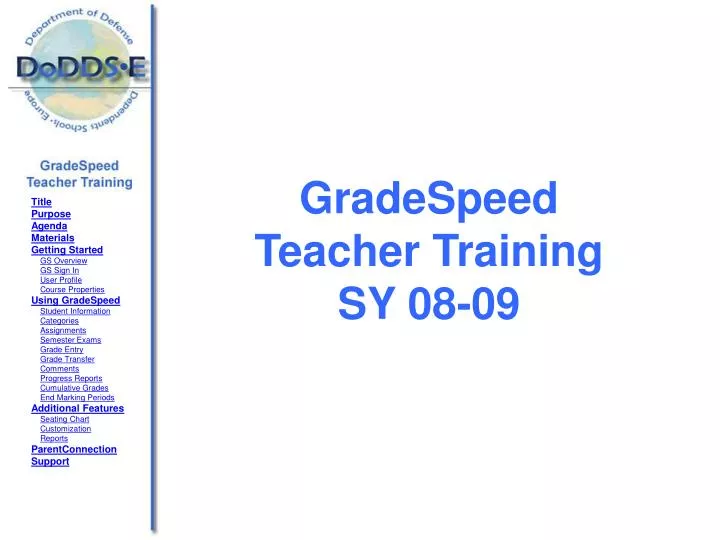 gradespeed teacher training sy 08 09