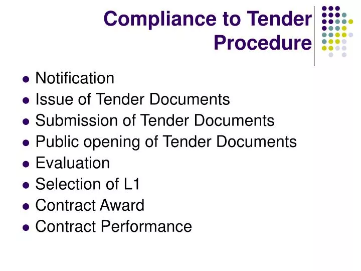 compliance to tender procedure