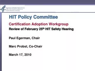 HIT Policy Committee