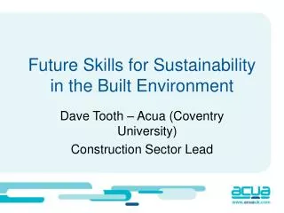 Future Skills for Sustainability in the Built Environment