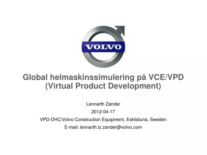 global helmaskinssimulering p vce vpd virtual product development