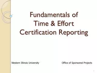 Fundamentals of Time &amp; Effort Certification Reporting