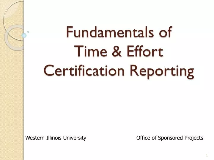 fundamentals of time effort certification reporting